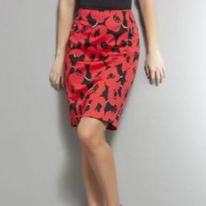 New York and Company Poppy Print Stretch Skirt